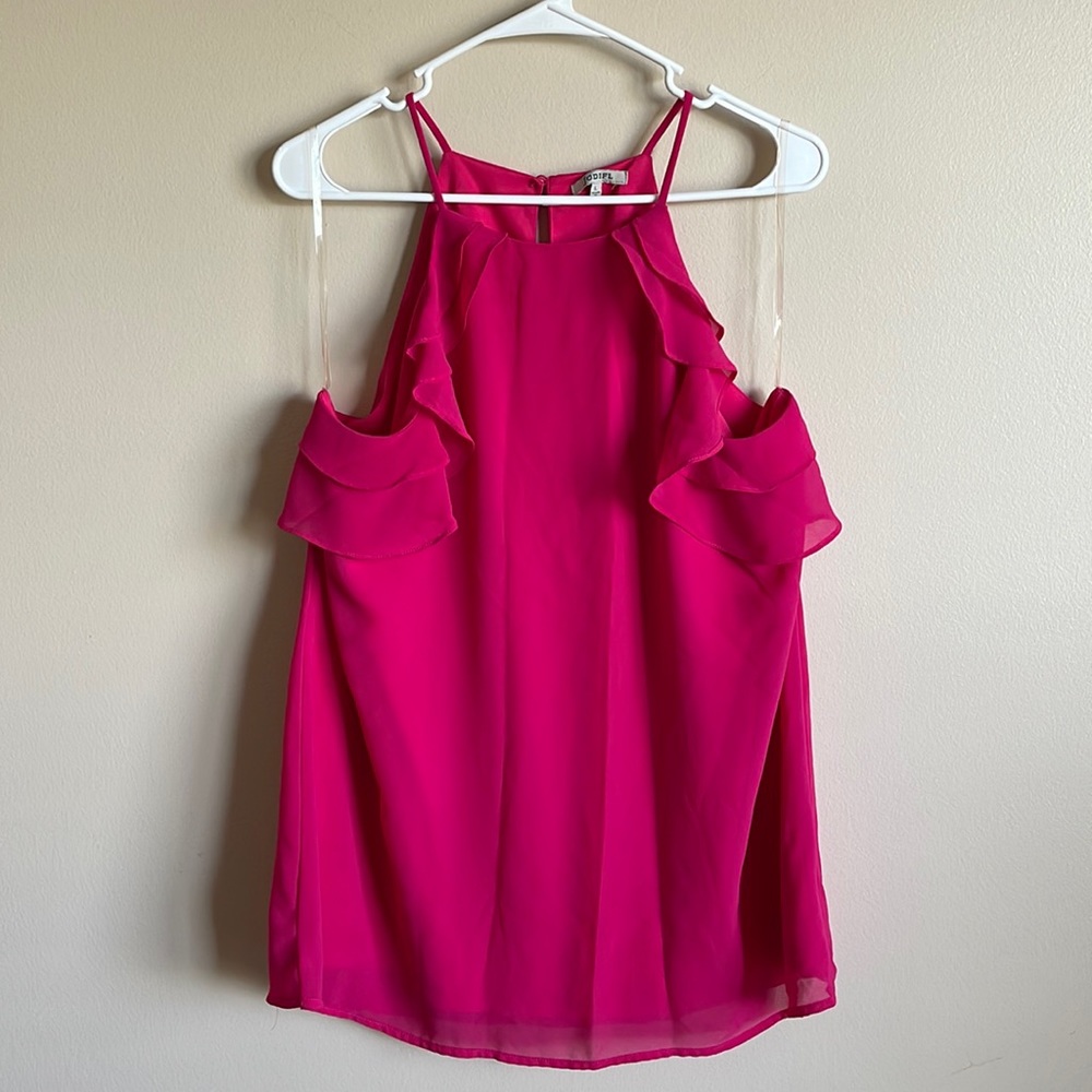 Woman’s HighNeck Ruffled Tank